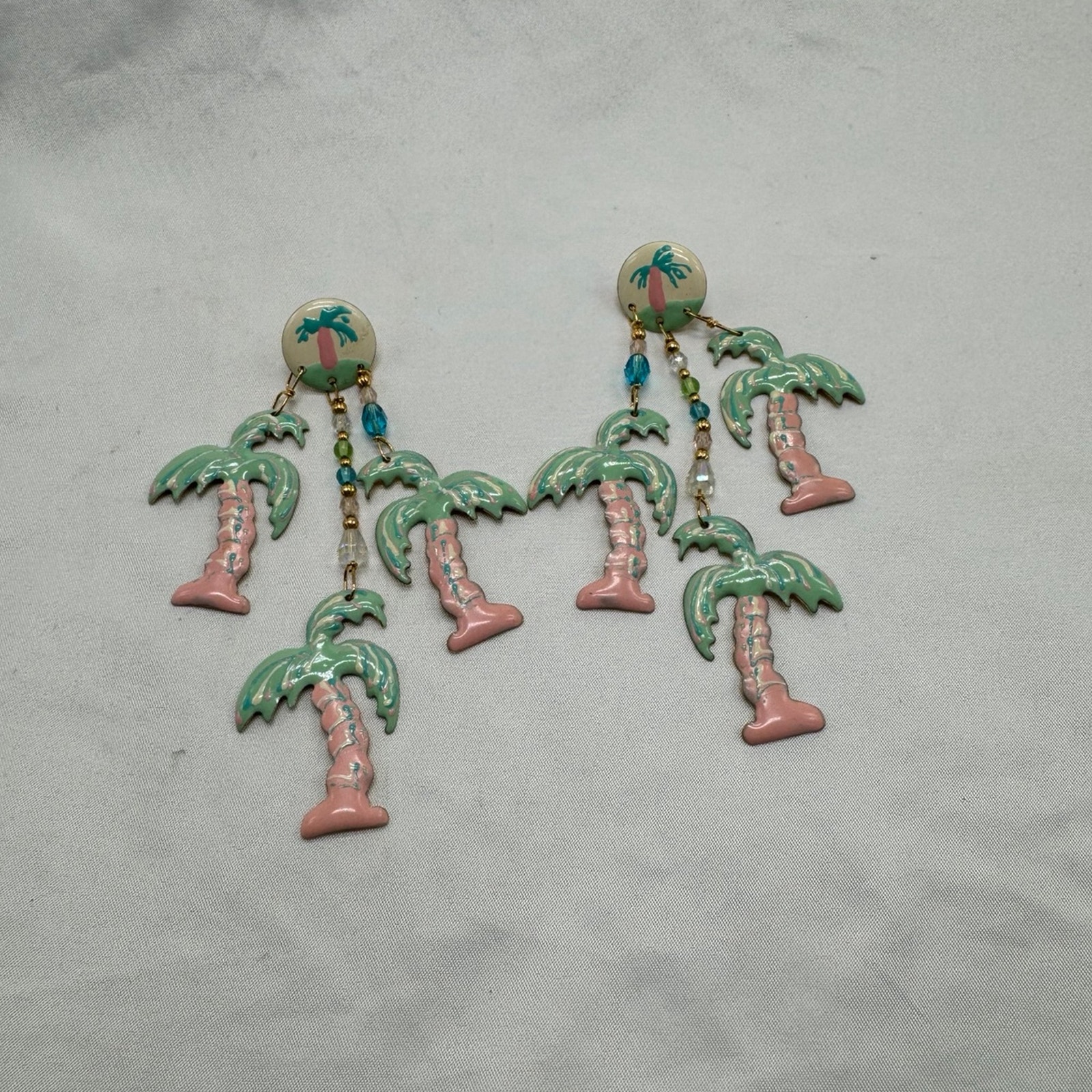 Vtg Lunch At The Ritz Enamel Dangle Earrings 100$